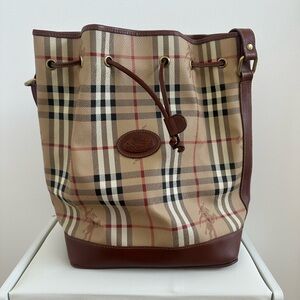 Vintage Burberry Nova Check Drawstring Shoulder Bag